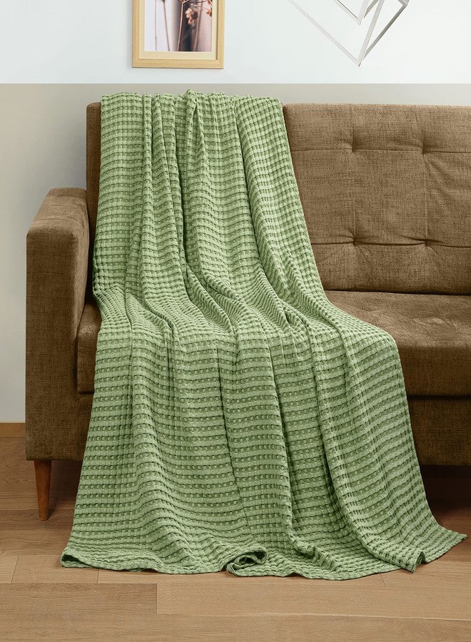 Utopia Bedding Sage Green 100% Cotton Waffle Blanket 300 GSM [Queen - 90x90 Inch] Soft Lightweight Breathable Bed Blanket for All Season - Image 4
