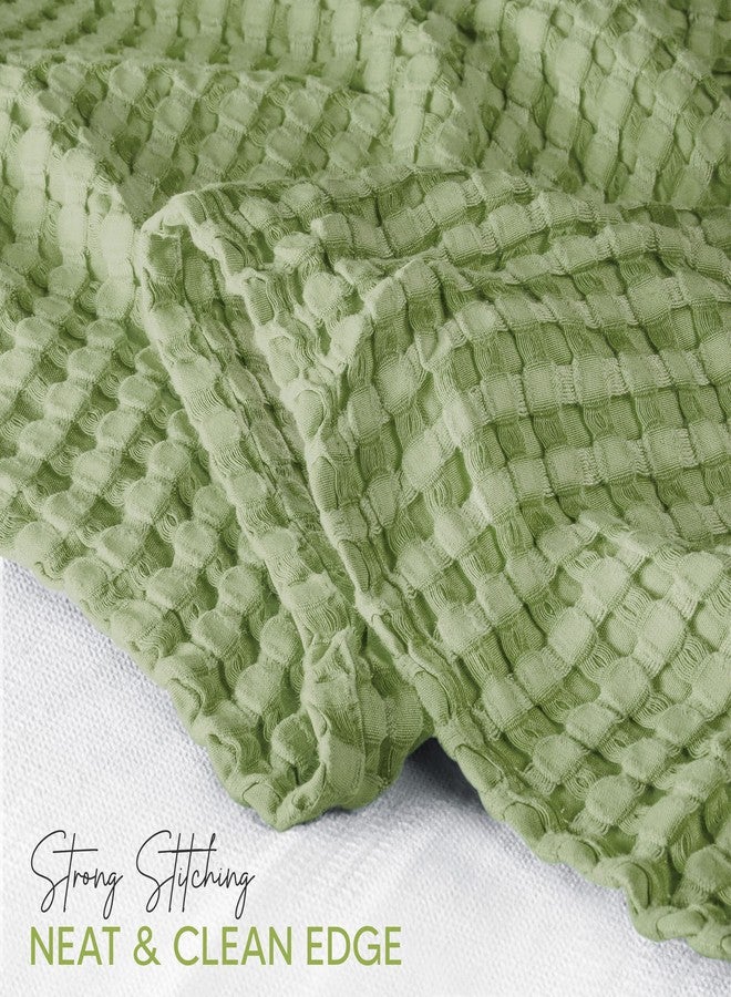 Utopia Bedding Sage Green 100% Cotton Waffle Blanket 300 GSM [Queen - 90x90 Inch] Soft Lightweight Breathable Bed Blanket for All Season - Image 3