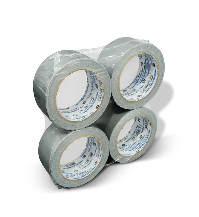 Olympia ® Brand Heavy Duty Cloth Duct Tape 48mm x 25 Yards x 4Pc Pack – Strong, Waterproof, Multi-Purpose Repair Tape (Grey/Silver) - Image 1