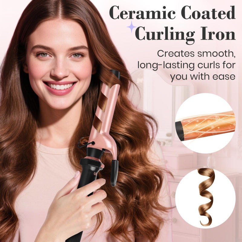 Ufree 3 in 1 Curling Iron, Curling Wand Set with Thermal Brush Flat Iron Hair Straightener, Dual Voltage Wand Curler, Instant Heat Up Hair Curler, Include Protective Glove 2 Clips, Gifts for Women - Image 5