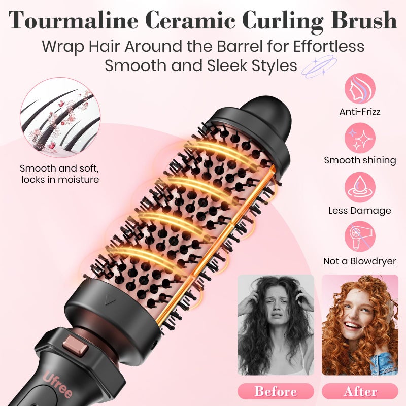 Ufree 3 in 1 Curling Iron, Curling Wand Set with Thermal Brush Flat Iron Hair Straightener, Dual Voltage Wand Curler, Instant Heat Up Hair Curler, Include Protective Glove 2 Clips, Gifts for Women - Image 3