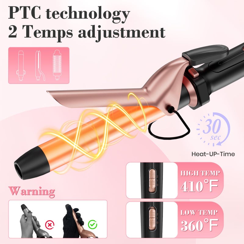 Ufree 3 in 1 Curling Iron, Curling Wand Set with Thermal Brush Flat Iron Hair Straightener, Dual Voltage Wand Curler, Instant Heat Up Hair Curler, Include Protective Glove 2 Clips, Gifts for Women - Image 4