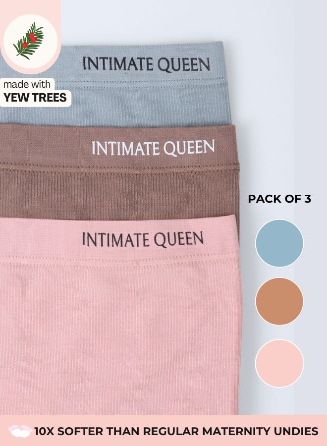 Intimate Queen Yew Tree Bae Maternity Briefs – Silky Soft, Antibacterial Calm, Full-Coverage Comfort for Bump & Skin (Pack of 3) - Image 1