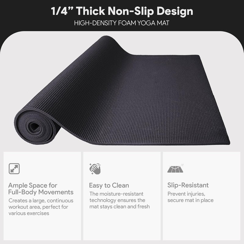 Fitvids بساط يوغا متعدد الاستخدامات عالي الكثافة من BalanceFrom GoYoga مضاد للانزلاق مع حزام حمل - Image 3