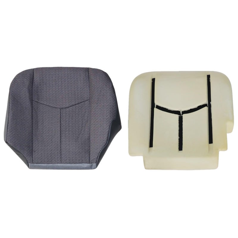 NLQR Front Driver Side Bottom Replacement Seat Cover Cloth Dark Gray and Bottom Foam Cushion Compatible with Chevy Silverado GMC Sierra 2003 2004 2005 2006 2007 - Image 1
