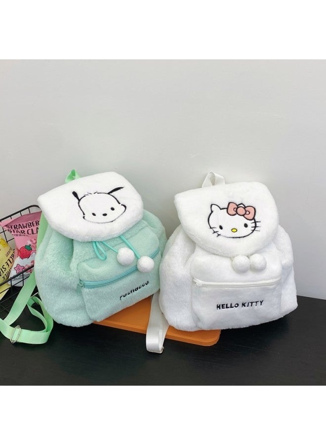 Japanese Style Cute Embroidered Kulomi Plush Backpack Students Large Capacity Backpack Soft Girl Schoolbag Ins-Color:Powder-Height:29*27 - Image 4