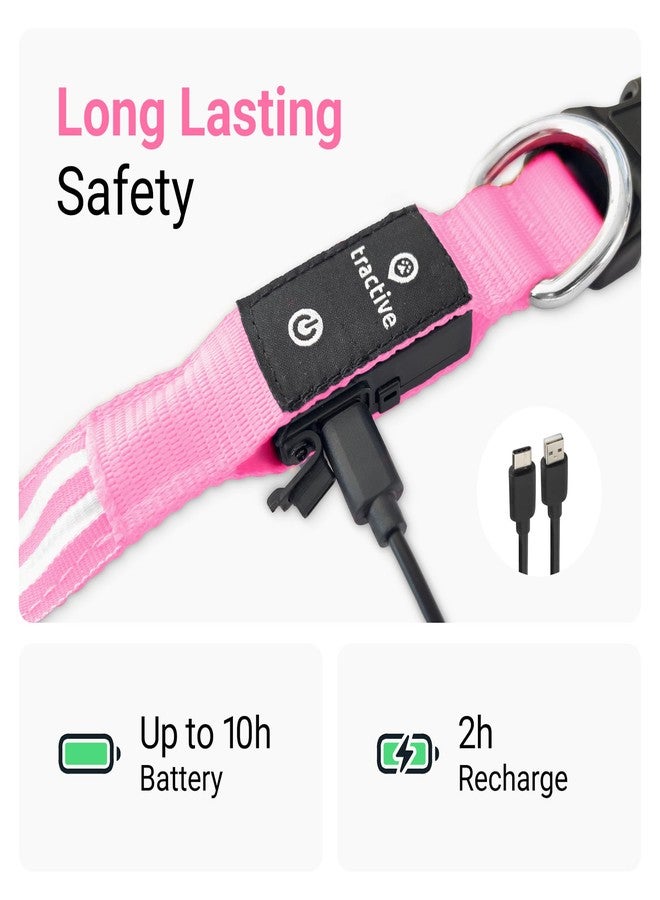 Tractive LED Light Up Dog Collar USB Rechargeable Waterproof (Pink) - Image 5