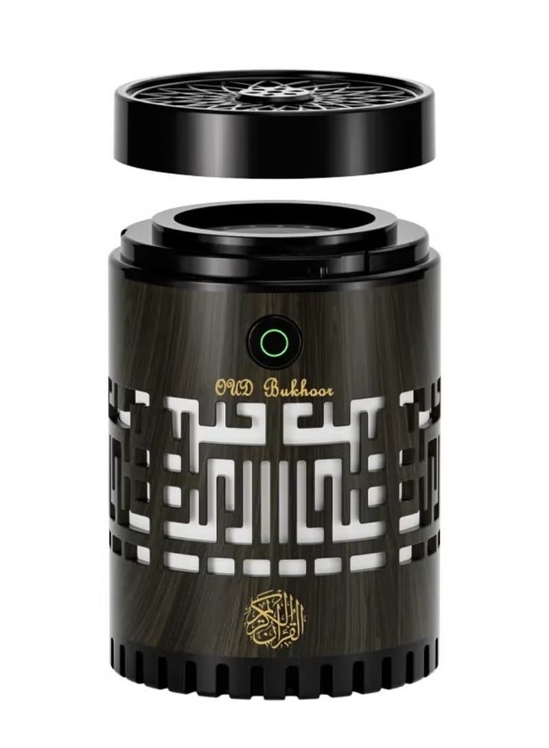 TIGER SQ-309 Quran Speaker & Mini Incense Burner Bakhoor Remote & App Control With Multicolor Changing Bluetooth Speaker Night Light With 15 Languages Quran Speaker Bukhoor Burner 8GB Space Natural Wood - Image 3