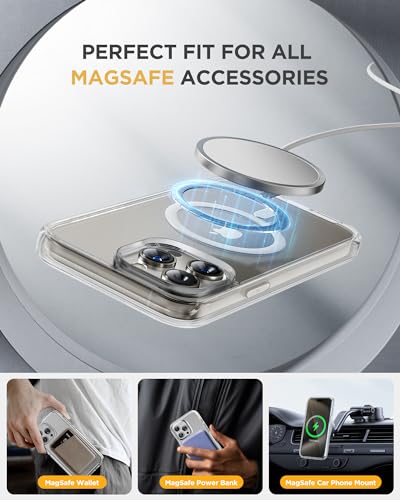 Miracase Magnetic for iPhone 15 Pro Max Case 6.7'' [Compatible with Magsafe] Full-Body Drop Proof Bumper Phone Case for iPhone 15 Pro Max with Built-in 9H Tempered Glass Screen Protector,Clear - Image 5