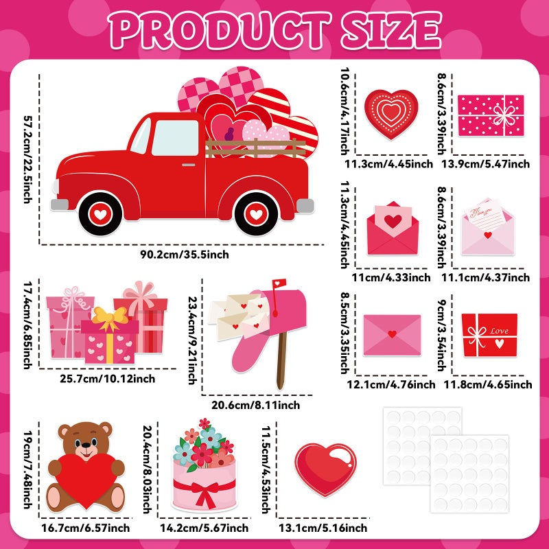 Lonfliness Valentine's Day Bulletin Board Set DIY Truck Bulletin Board Cutouts Crafts Valentine's Day Truck Classroom Bulletin Board Decor for Valentine's Day Party School Home Wall Chalkboard Decor - Image 2