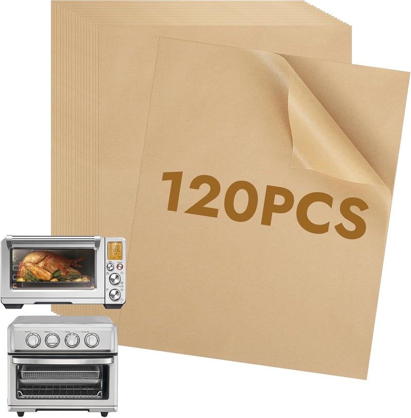 BYKITCHEN 11 x 9in Air Fryer Parchment Paper Sheet Liners Compatible with Breville Smart Oven Air Fryer Pro BOV900BSS/ Cuisinart Airfryer Toaster Oven, Airfryer Toaster Combo Accessories(120pcs) - Image 1