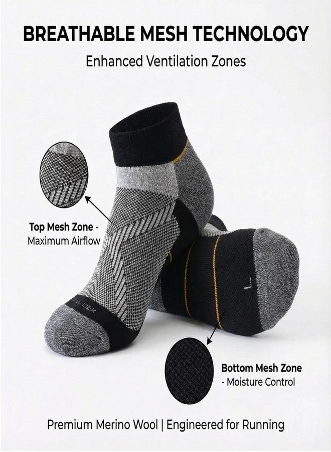 واندر جوارب WANDER من صوف ميرينو، جوارب رياضية مبطنة للكاحل، مناسبة للجري والمشي لمسافات طويلة، خفيفة الوزن، حرارية، قصيرة، تسمح بمرور الهواء، 3 أزواج - Image 4