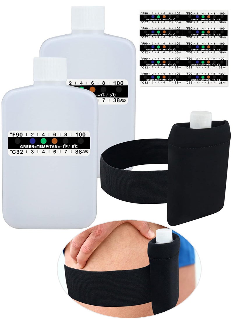 Generic - Urine Test Complete Kit Includes 2 Translucent Portable Travel Empty Bottles, 10 Adhesive Temperature Test Strips, Neoprene Bag and Hi-Stretch Hidden Leg Straps - Image 1