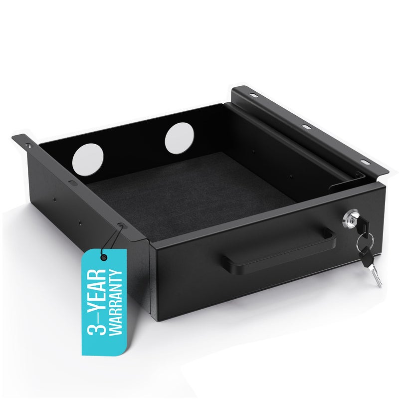 COREMINDED Under Desk Drawer Slide-Out â€“ Lockable Metal Storage Drawer with Cable Management for Office & Home (Single, Non-Bracketed) - Image 1