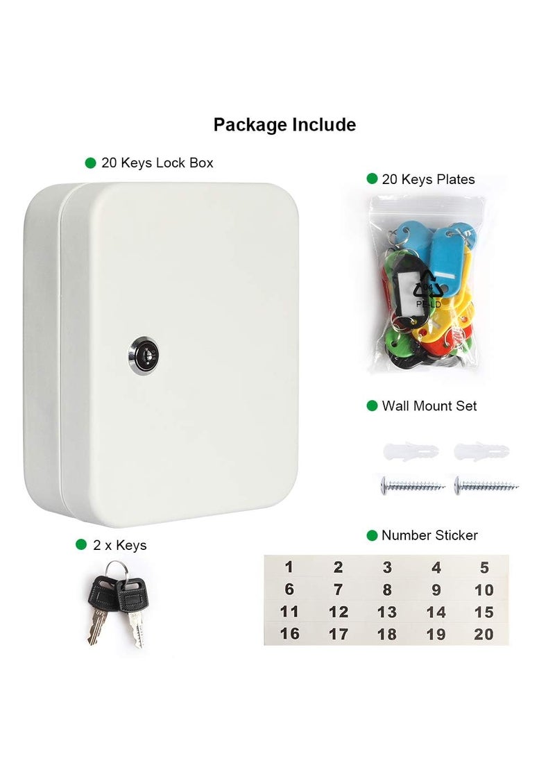 Generic - Security Metal Key Box with 20 Tags Small Adjustable Wall Mount Safe Storage Storage Key Lock Box with Number Tags Hooks for Homes - Image 1