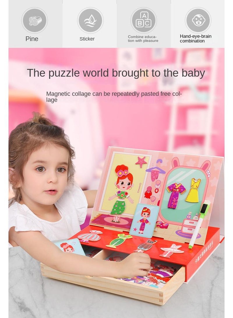 Y&D Toi Kids Magnet Toys Magnetic Jigsaw Puzzle Boxes with Game Board for Kids Ages 3-8, Preschool Tabletop Toy for Toddlers, Portable Travel Game, Dressing  - Image 4