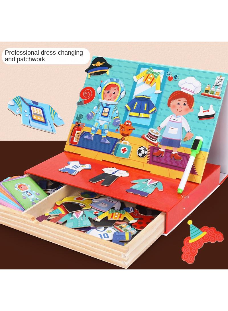 Y&D Toi Kids Magnet Toys Magnetic Jigsaw Puzzle Boxes with Game Board for Kids Ages 3-8, Preschool Tabletop Toy for Toddlers, Portable Travel Game, Dressing  - Image 1