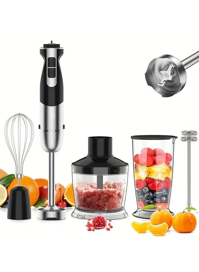 4-IN-1 HAND BLENDER SET  ELECTRIC STICK MIXER WITH CHOPPER, SMOOTHIE CUP, STAINLESS STEEL ICE BLADE, MULTI-FUNCTIONAL KITCHEN TOOL FOR BLENDING, MIXING & CHOPPING