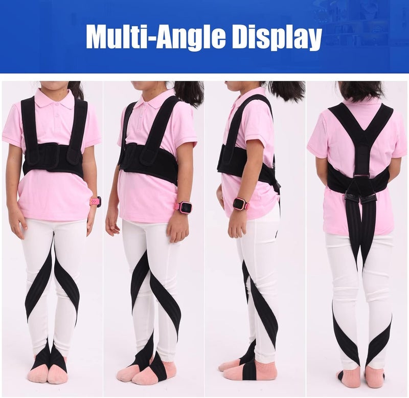 Luckam O/X Leg Type Correction Belt, Elasticity Leg Posture Corrector Band Bandage Unisex Teens O/X Legs Bandage Lightweight Pediatric Straighten Belt for Day and Night Black (Large) - Image 2