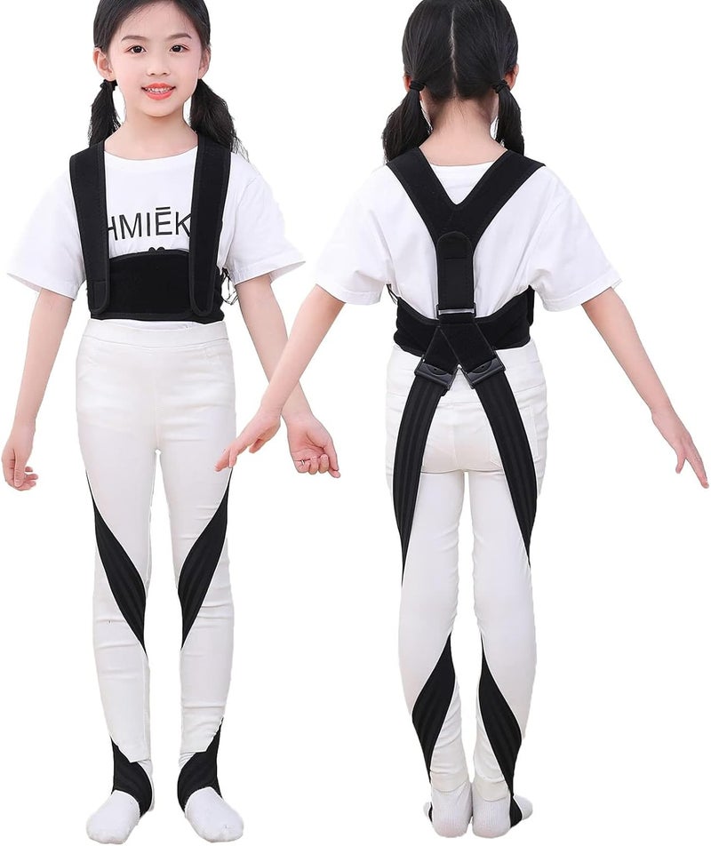 Luckam O/X Leg Type Correction Belt, Elasticity Leg Posture Corrector Band Bandage Unisex Teens O/X Legs Bandage Lightweight Pediatric Straighten Belt for Day and Night Black (Large) - Image 1