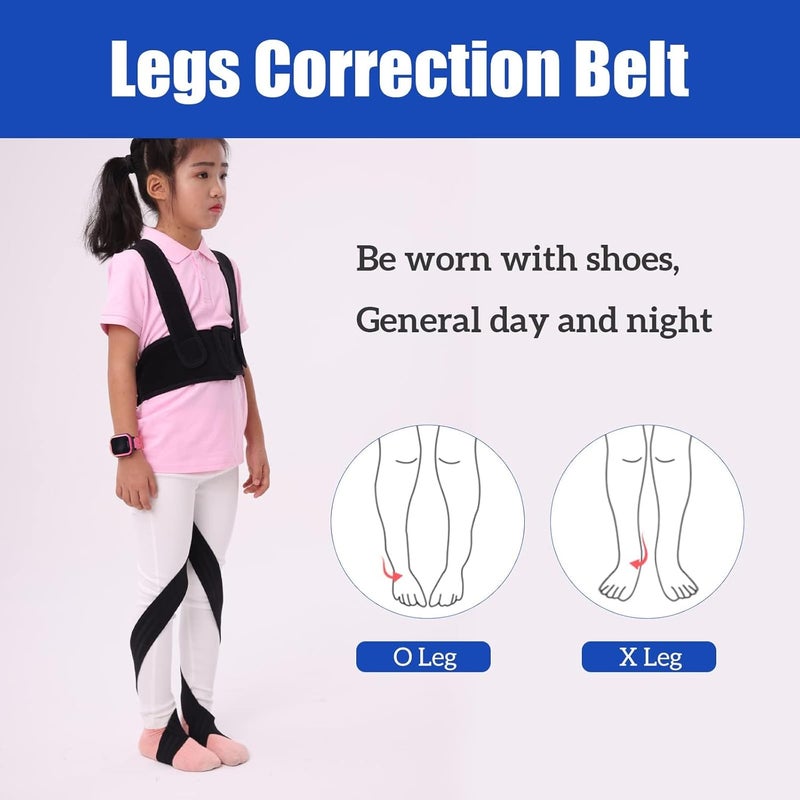 Luckam O/X Leg Type Correction Belt, Elasticity Leg Posture Corrector Band Bandage Unisex Teens O/X Legs Bandage Lightweight Pediatric Straighten Belt for Day and Night Black (Large) - Image 3