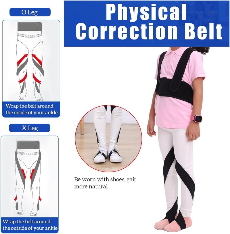 Luckam O/X Leg Type Correction Belt, Elasticity Leg Posture Corrector Band Bandage Unisex Teens O/X Legs Bandage Lightweight Pediatric Straighten Belt for Day and Night Black (Large) - Image 5