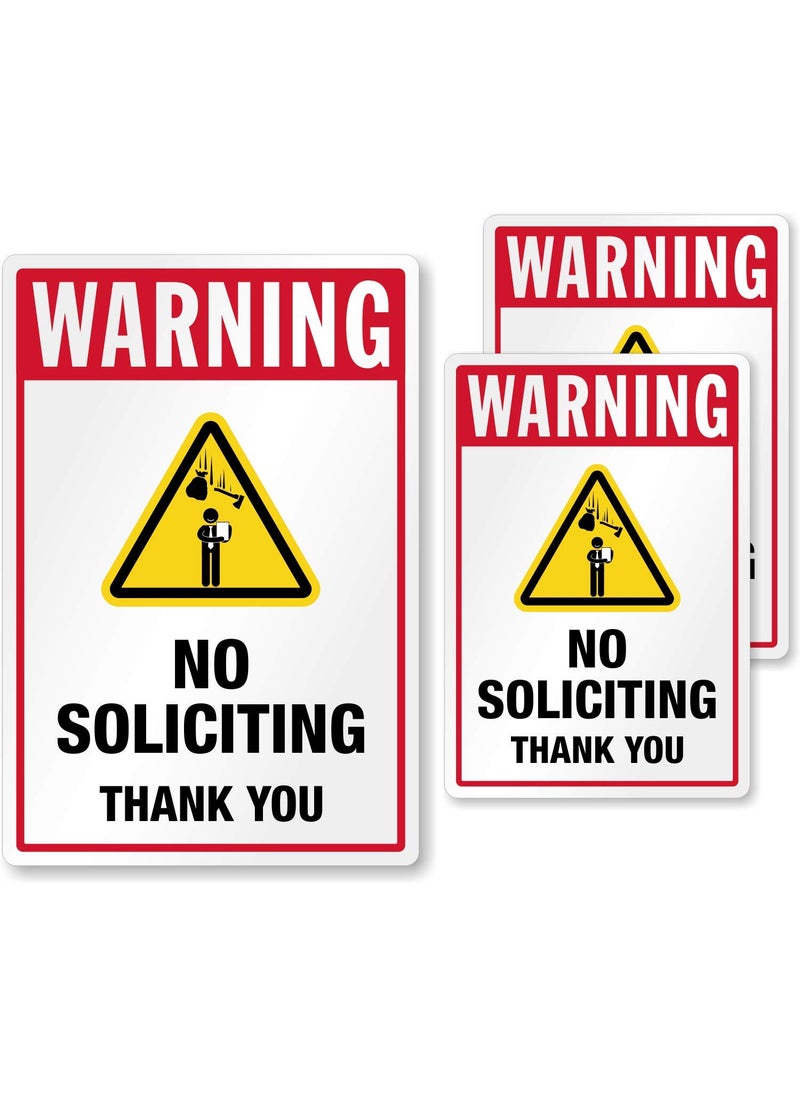 SmartSign SmartSign No Soliciting Sticker  Pack of 3  Warning No Soliciting Thank You Stickers Set EG Reflective Adhesive DecalsLabels TearResistant Durable for DoorHouseWindow Made in USA 
