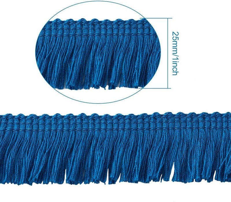 Mega Pet MegaPet 27 Yards Blue Fringe Ribbons 1 Inch Fringe Trim Tassel Ribbon Polyester Tassel Lace Trim Fibre Ribbons for Sewing Quilting DIY Home Decoration Clothing Cushions Pillow Curtain Home Crafts - Image 2