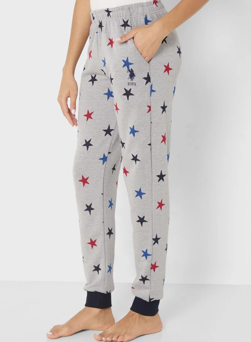 U.S. Polo Assn. Printed High Waist Logo Pyjama Set