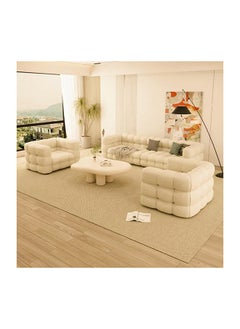 A to Z Furniture Overstuffed Multifunction Cloud Shaped Boucle Fabric Sofa Set in White Color Single Seater  - Image 1