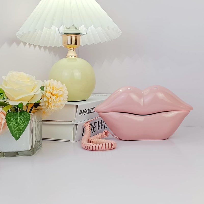 TelPal Landline Phones for Home, Corded Lip Phone, Retro Desktop Home Phone, Analog Novelty Mouth Telephone for House/Office/Hotel/Shops/Party/Business Promotions - Image 2