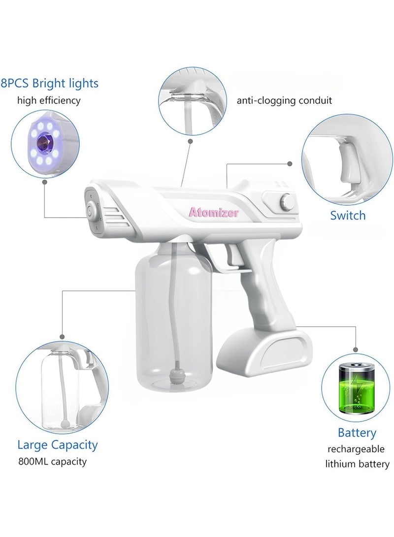1000ml  Cordless Blu-Ray Nano Sanitizer Spray Gun，Nano spray disinfection spray gun, hand held rechargeable blue light atomizing air disinfection machine, suitable for home, office, school or garden, white  - Image 3