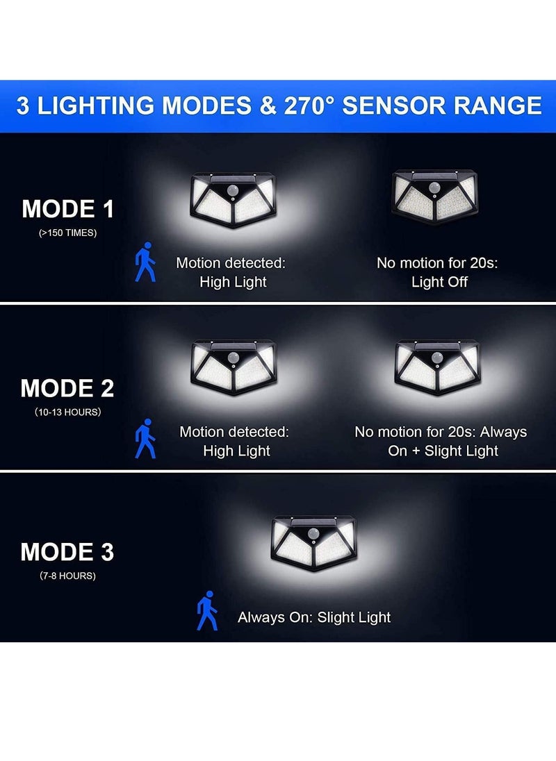 TYCOM TYCOM Solar Lights Outdoor,Powered 270 Wide-Angle Motion Sensor Lights, Security Wall Light 100 LEDs, IP65 Wireless Waterproof Outdoor Lights for Garden Patio Yard Deck Garage Pool(4 Pack)  - Image 5