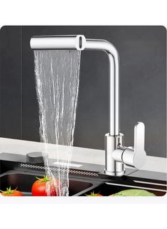 XiuWoo Waterfall 4 Modes Faucet Kitchen Stream Sprayer Faucets Deck Mounted Taps Hot Cold Water Mixer Wash Sink Tap, Sink Faucets, Silver  - Image 2