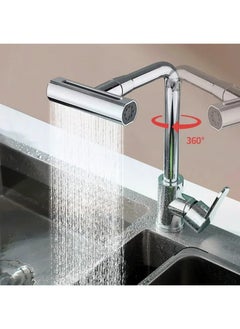 XiuWoo Waterfall 4 Modes Faucet Kitchen Stream Sprayer Faucets Deck Mounted Taps Hot Cold Water Mixer Wash Sink Tap, Sink Faucets, Silver  - Image 4