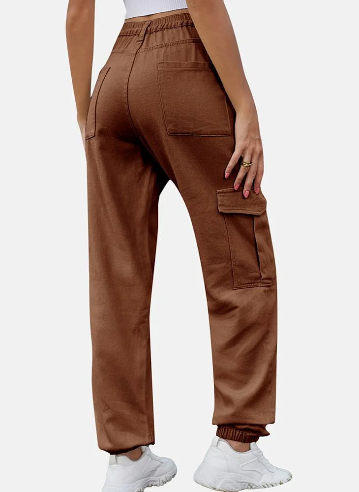 يونيكي Brown Regular Fit Mid Rise Plain Cargo Pant