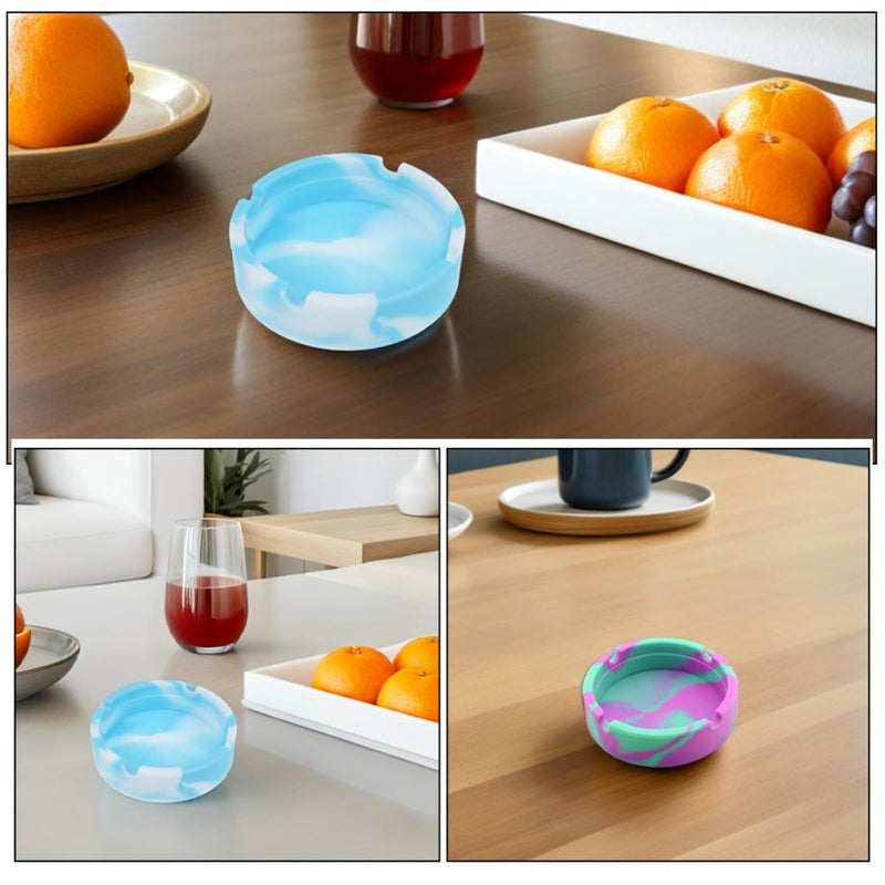 2Pcs Silicone Non Slip Ash Catcher Ashtray Indoor Outdoor Use Mint Green Sky Blue Camouflage - Image 4
