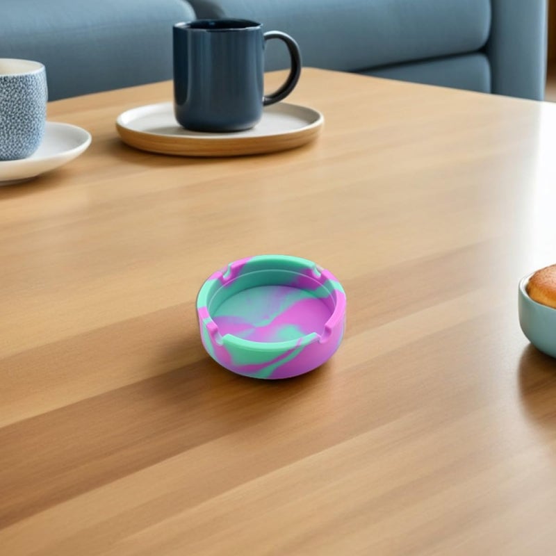 2Pcs Silicone Non Slip Ash Catcher Ashtray Indoor Outdoor Use Mint Green Sky Blue Camouflage - Image 5