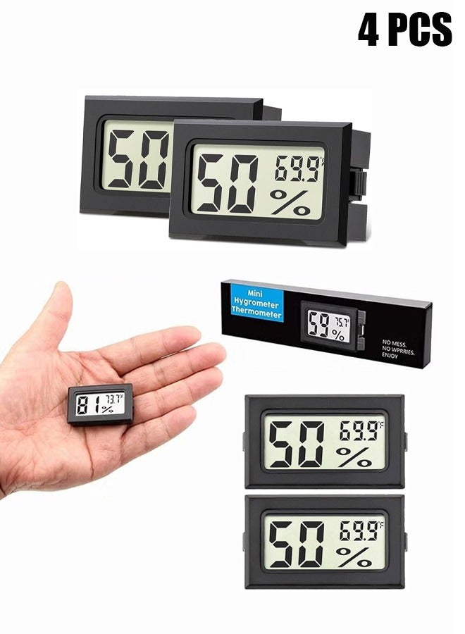 HY 4-Pack Mini Digital Temperature Humidity Meters Gauge Digital Indoor Humidity Gauge Monitor with Temperature Meter Sensor Fahrenheit (℉) for Reptile Tank,Jars,Guitar Case,Greenhouse, Garden - Image 1