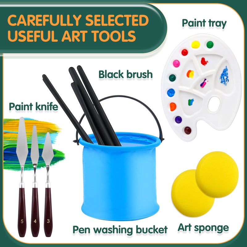 ESRICH Acrylic Paint Set, 64PCS Painting Supplies with Wooden Easel, Brushes, 36 Colors Acrylic Paint, Canvases, Palette, Paints Knives Etc, Painting Kit for Adults, Students, Hobbyists, Beginners - Image 5