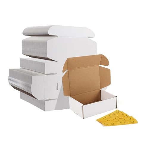 HORLIMER 6x4x2 inches Shipping Boxes Set of 75 White Corrugated Cardboard Box Literature Mailer - Image 1