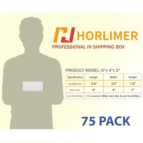 HORLIMER 6x4x2 inches Shipping Boxes Set of 75 White Corrugated Cardboard Box Literature Mailer - Image 3
