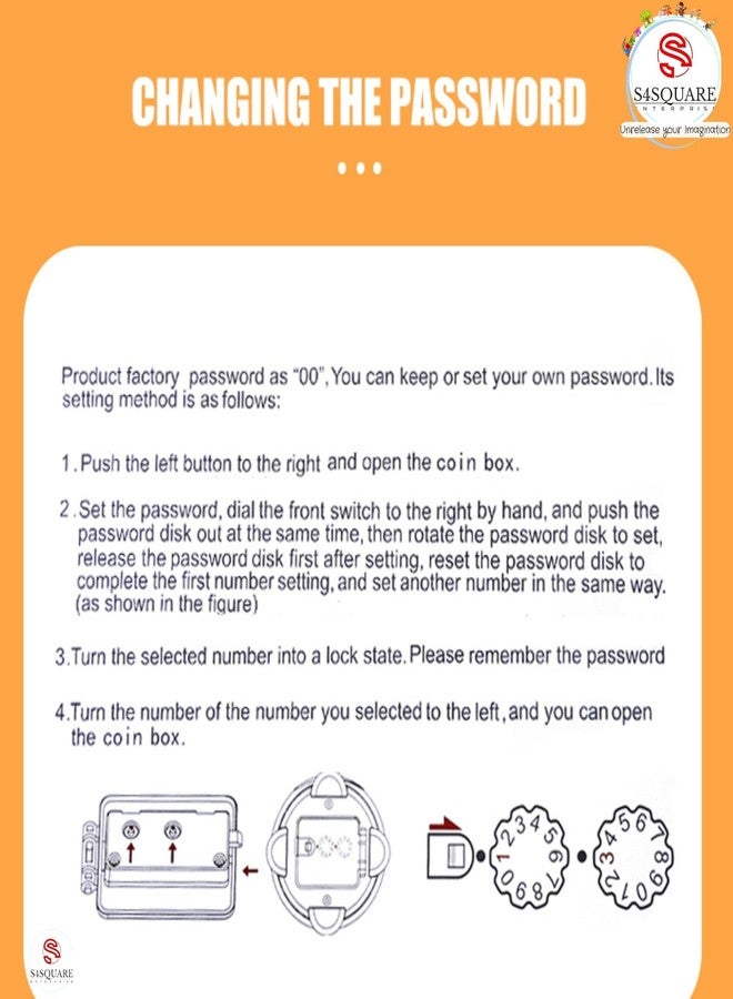 S4SQUARE ENTERPRISE حصالة نقود على شكل صاروخ من S4SQUARE ENTERPRISE مع قفل برقم سري - صندوق نقود بلاستيكي غير قابل للكسر بتصميم كرتوني، حصالة نقود للأطفال - Image 5