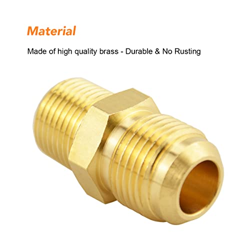 Besosay (3 Pack) Besosay Brass Half Union Coupler Adapter, 1/2" Flare x 3/8" NPT Male Hex Nipple, Pipe Fitting Gas Adapter - Image 3