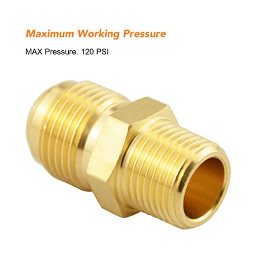 Besosay (3 Pack) Besosay Brass Half Union Coupler Adapter, 1/2" Flare x 3/8" NPT Male Hex Nipple, Pipe Fitting Gas Adapter - Image 4