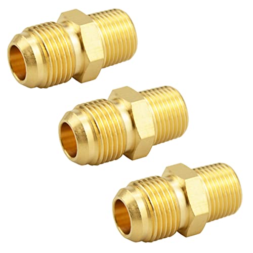 Besosay (3 Pack) Besosay Brass Half Union Coupler Adapter, 1/2" Flare x 3/8" NPT Male Hex Nipple, Pipe Fitting Gas Adapter - Image 1