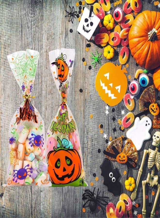 LOKIPA 200 Pcs Halloween Cellophane Candy Treat Bags with Twist Ties for Halloween Trick or Treat Party Favors - Image 4