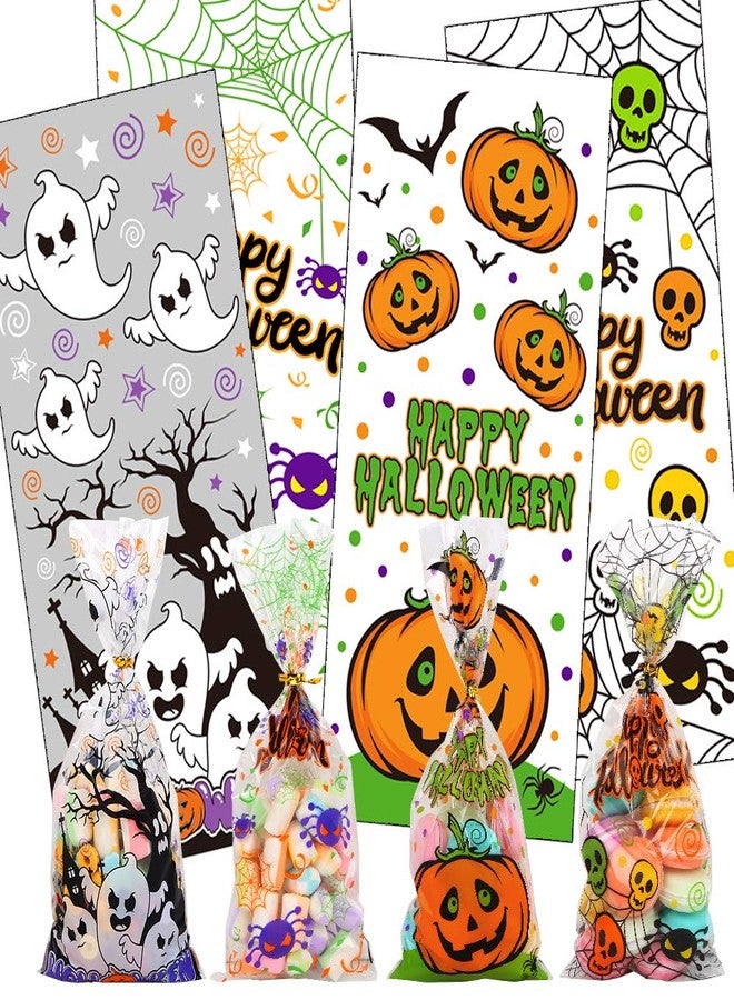 LOKIPA 200 Pcs Halloween Cellophane Candy Treat Bags with Twist Ties for Halloween Trick or Treat Party Favors - Image 3