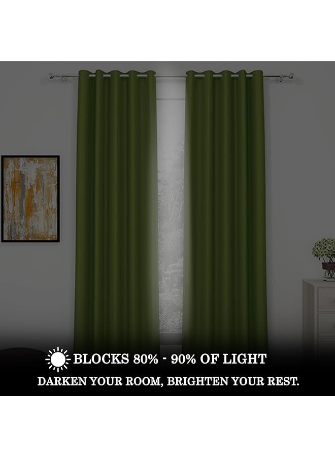 erorex Blackout Curtains 7 Feet Long Set Of 1 Room Darkening Door Curtain Plain Forest Green - Image 3