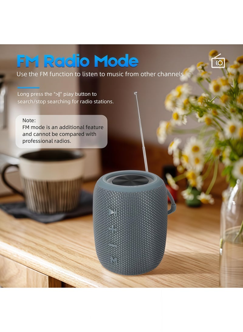 Lurette Portable Bluetooth Speaker, BT5.3 Wireless Speaker 10W Bass Diaphragms with Multi LED Light Dynamic Modes, IPX6 Waterproof 16H Playtime supports FM Mode, TF, USB for Home, Cycling, Outdoor, Beach-Grey - Image 5